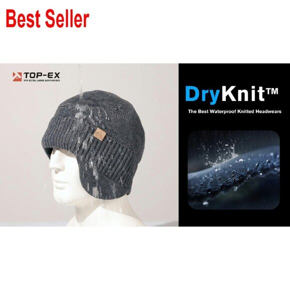 Merino Wool Waterproof Beanie Fleece Lined Ear Flap Winter Hat Unisex